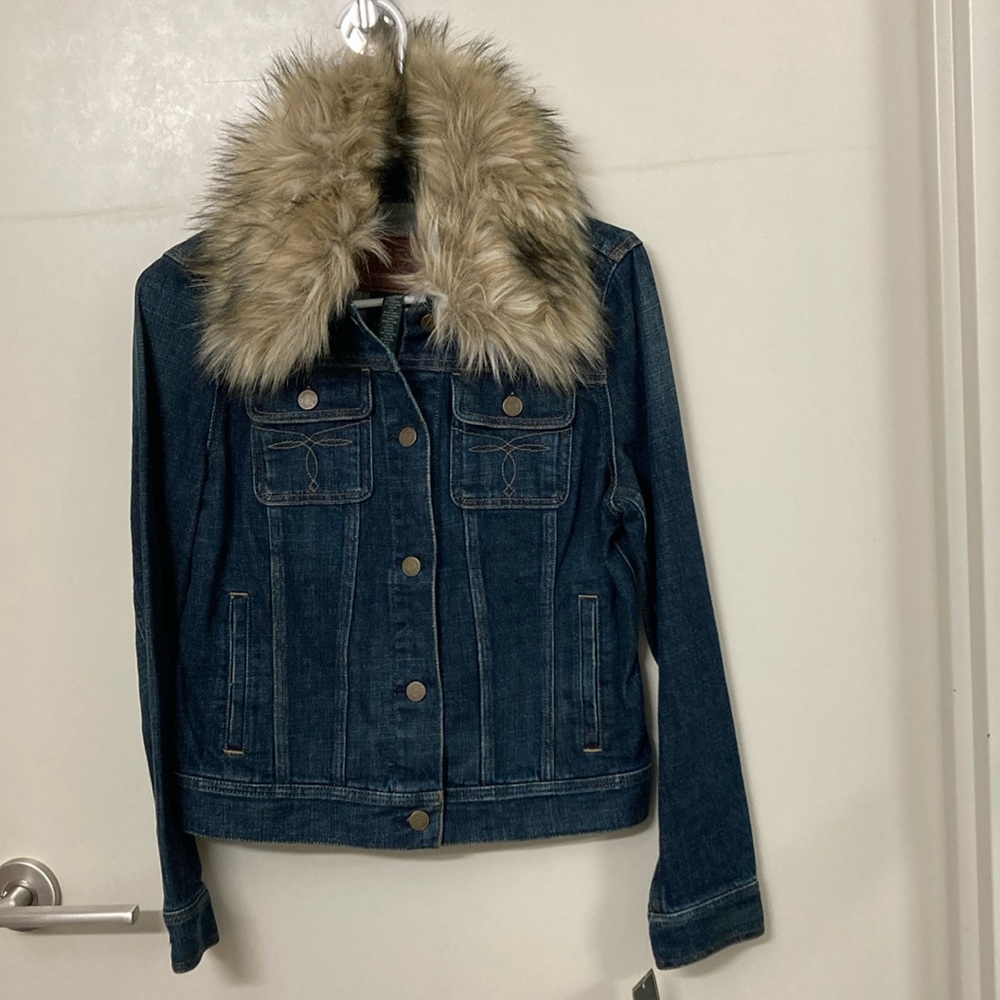 New with tag Ralph Lauren Jean Co denim jacket detachable faux fur collar tag